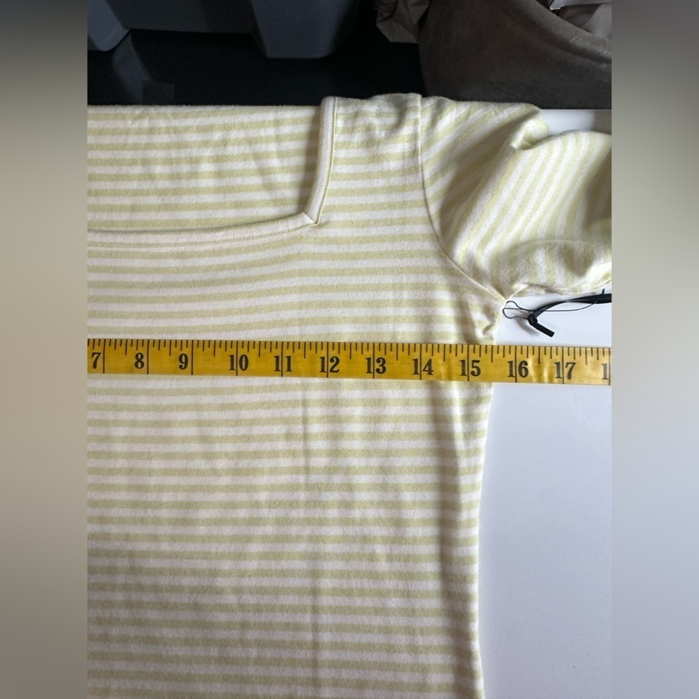 NWT Halogen Women’s Striped Print Square Neck Top Yellow & White Sz XS - Picture 9 of 12